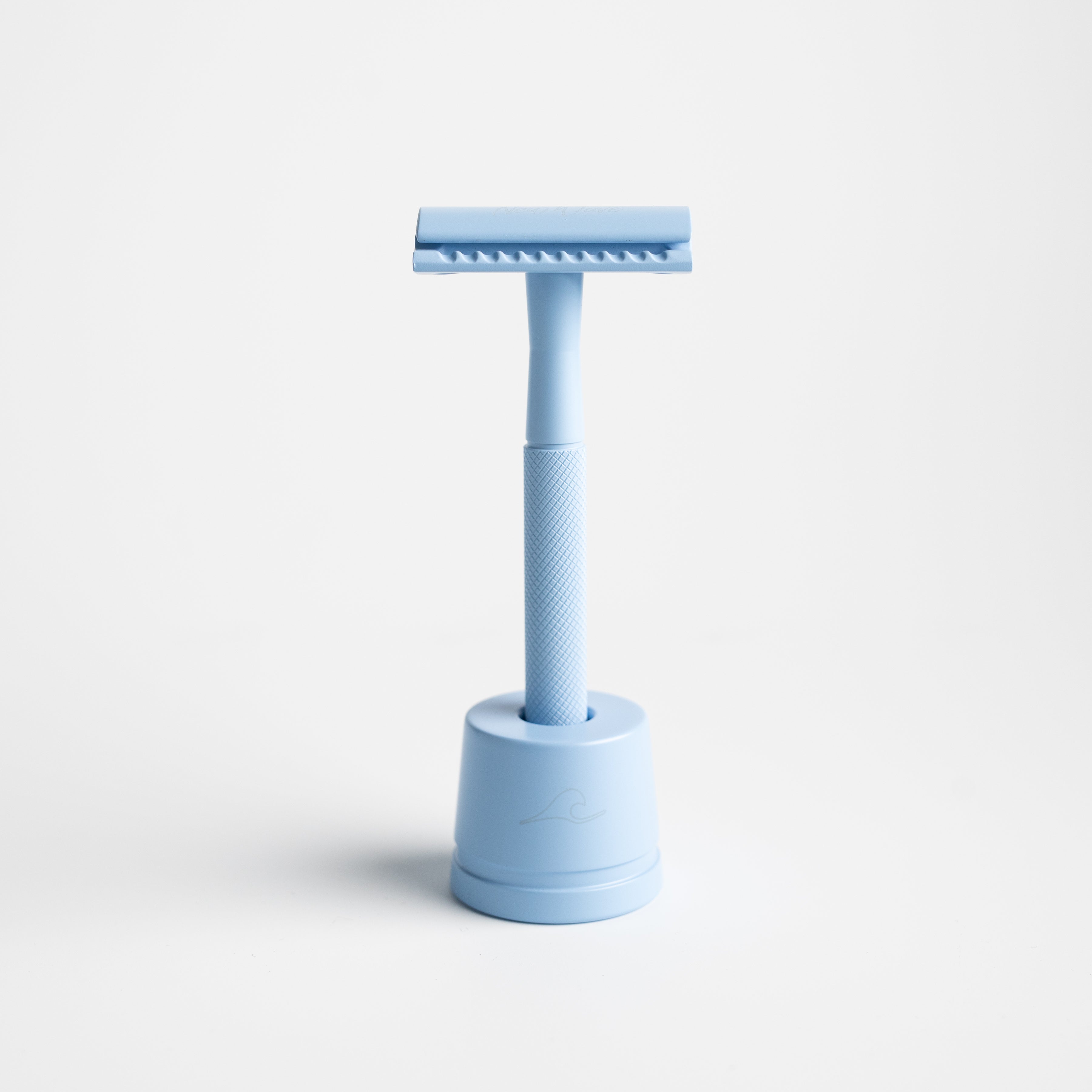 Blue Safety Razor and Stand | New Wave Shaving