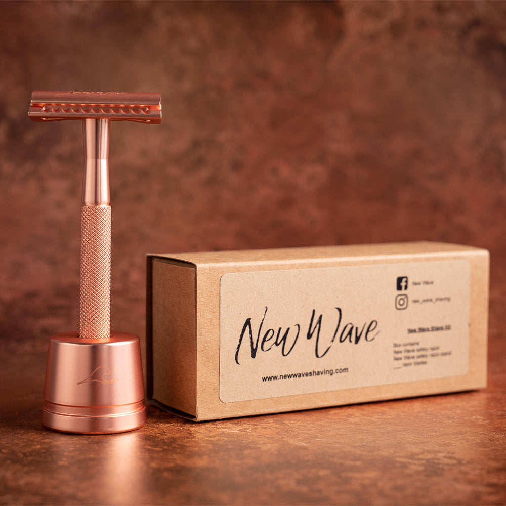 Rose Gold Safety Razor and Stand